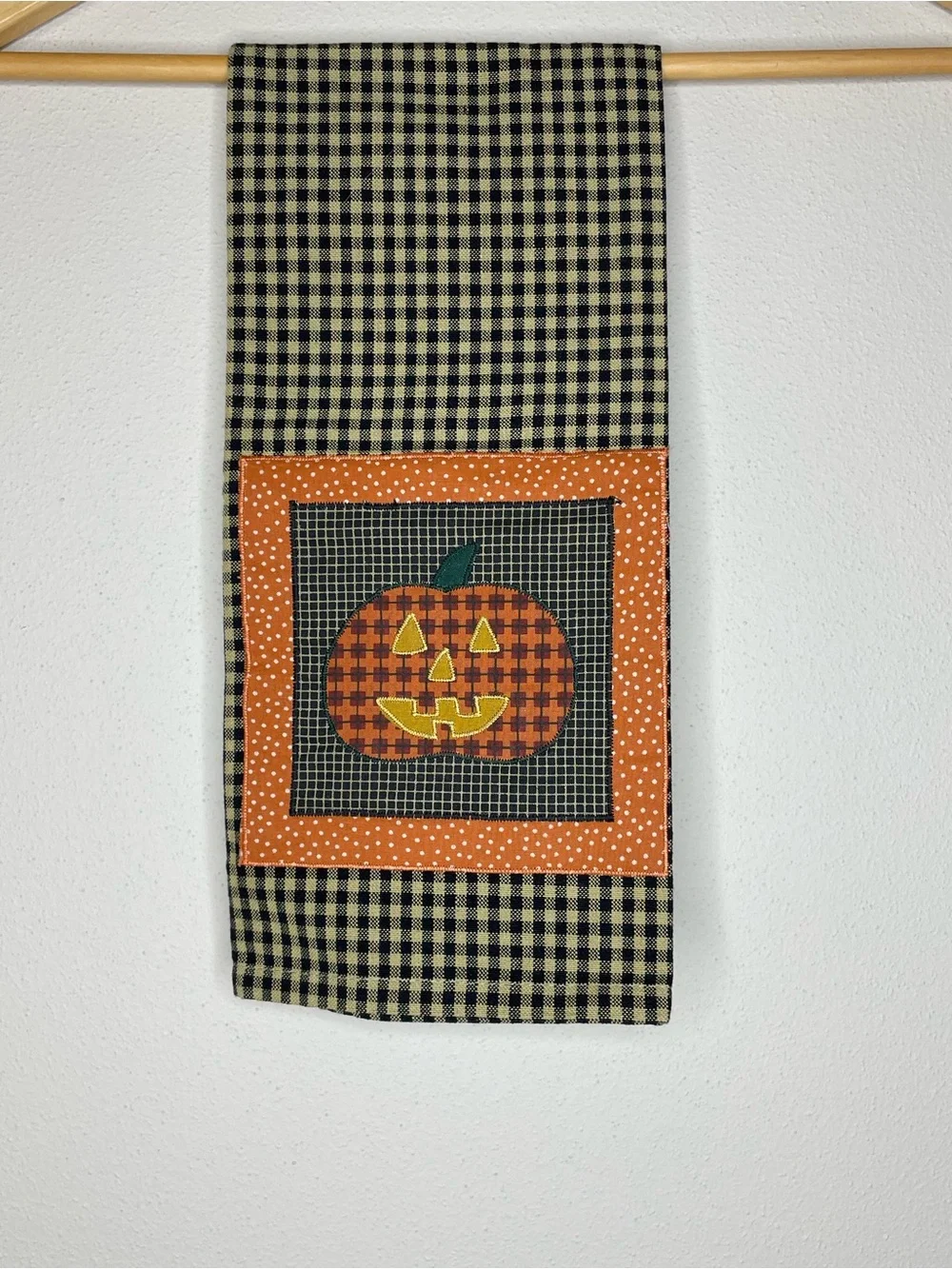 Sonoma 100% Cotton Black & Cream Gingham Kitchen Towel Halloween Theme